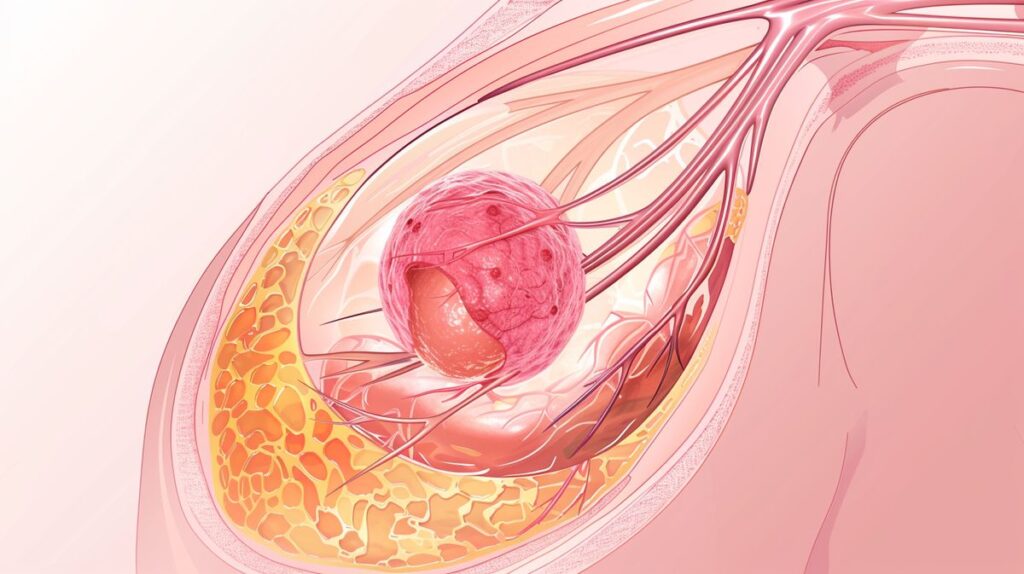 Frau erhält Ultraschalluntersuchung der Brust zur Diagnose von exulzeriertem Mammakarzinom